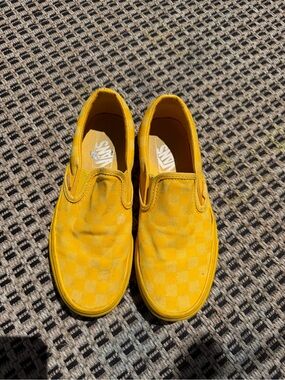 Vans Yellow Checkerboard Slip-On Sneakers